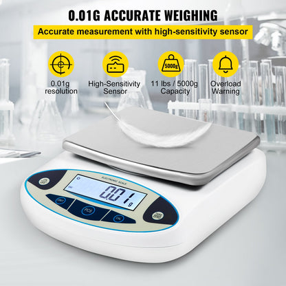 Lab Analytical Balance Digital Precision Scale 5000gx0.01g High Precision