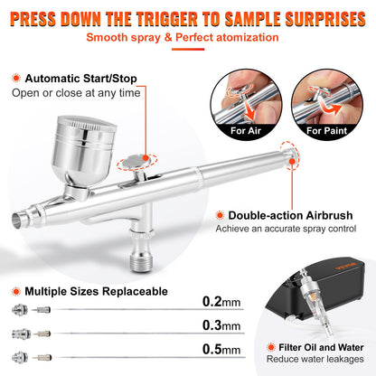 Airbrush Kit Dual-action Airbrush System Compressor Art Nail Makeup Model