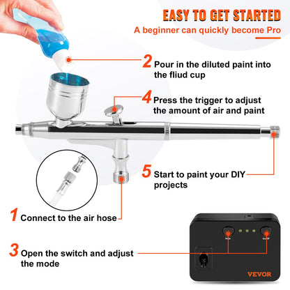 Airbrush Kit Dual-action Airbrush System Compressor Art Nail Makeup Model