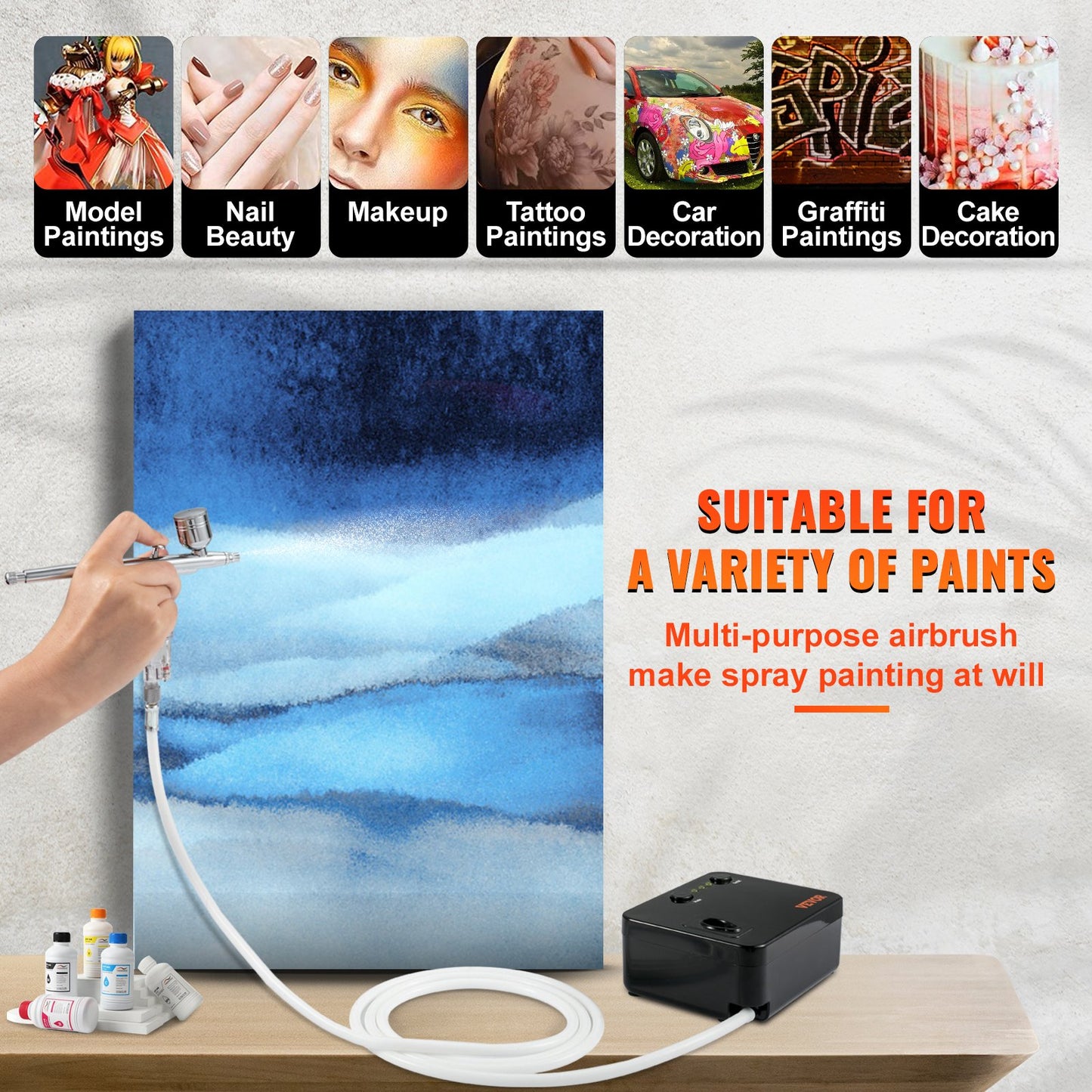 Airbrush Kit Dual-action Airbrush System Compressor Art Nail Makeup Model