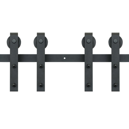 2440 mm Sliding Barn Door Hardware Closet Track Kit for Double Doors J Hanger