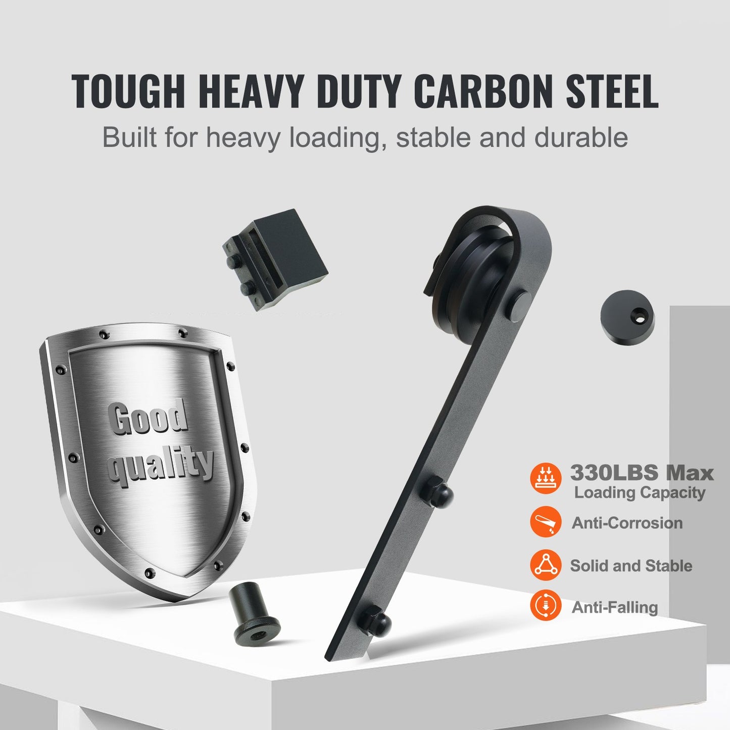 2440 mm Sliding Barn Door Hardware Closet Track Kit for Double Doors J Hanger