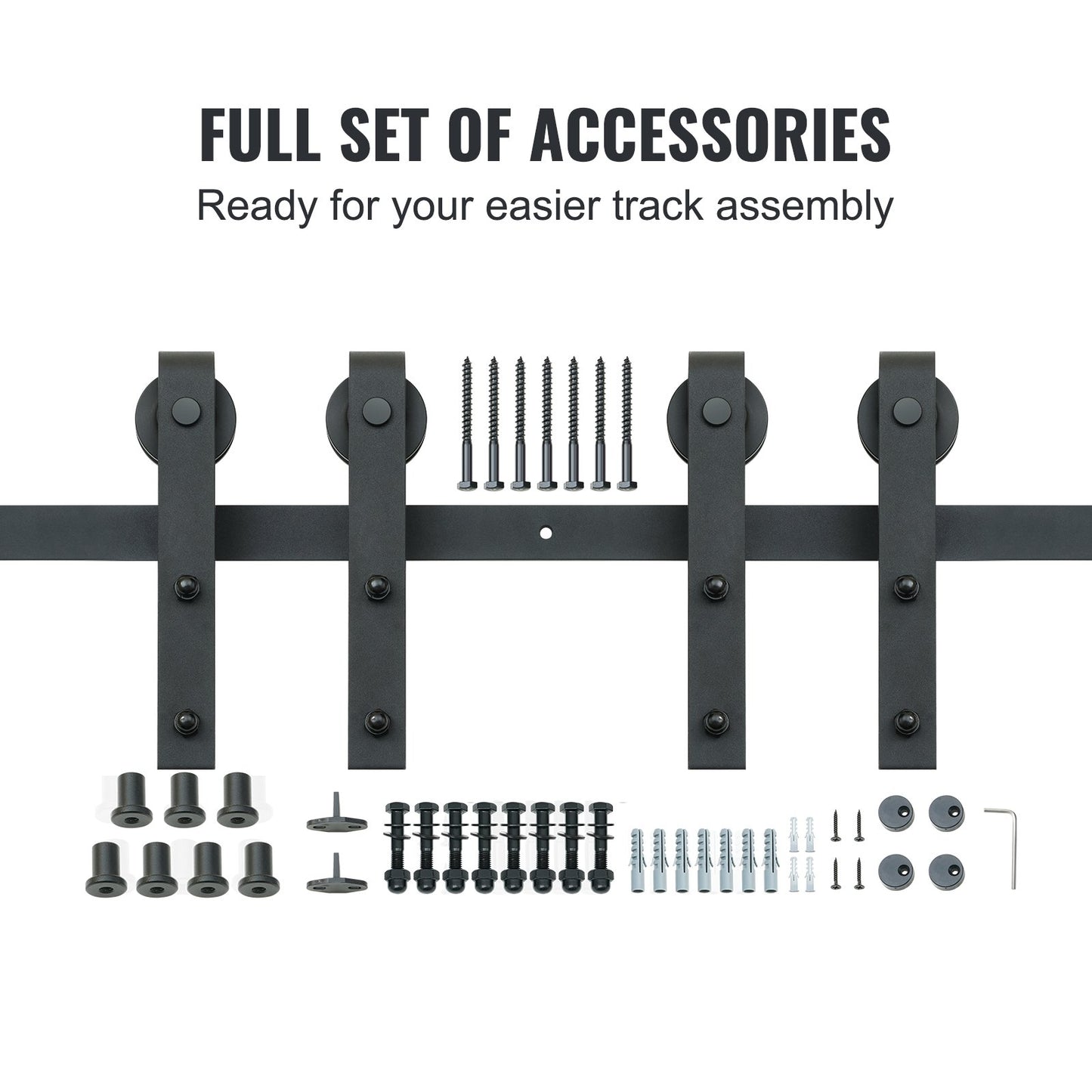 2440 mm Sliding Barn Door Hardware Closet Track Kit for Double Doors J Hanger