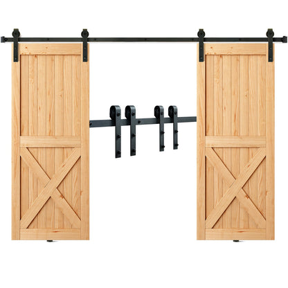 2440 mm Sliding Barn Door Hardware Closet Track Kit for Double Doors J Hanger