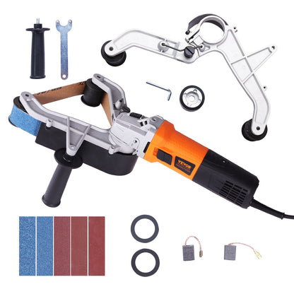 Electric sander with accessories on a white background