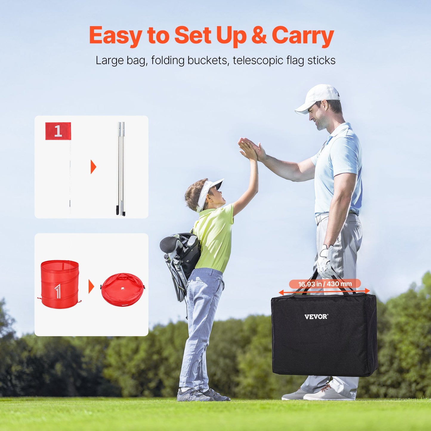 Backyard Golf Game 9 Hole Portable Bucket Golf Game for Kids and Adults