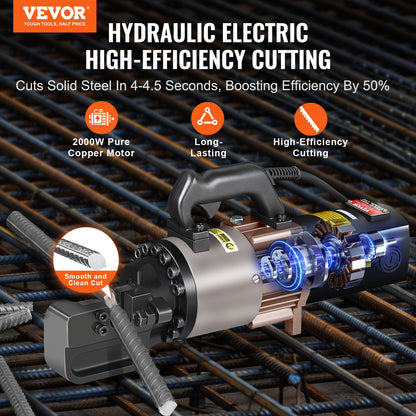 2000W Electric Hydraulic Rebar Cutter Cutting up to 1.1 Inch 5-28mm