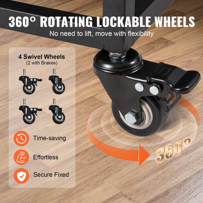 VEVOR Heavy Duty Dog Crate 38 in Metal Dog Kennel with Wheels and Removable Tray