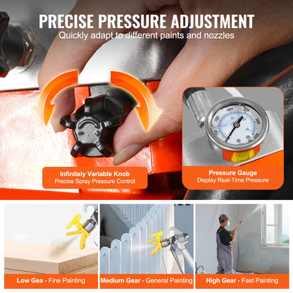 Cart Airless Paint Sprayer Diaphragm Paint 1700W Electric