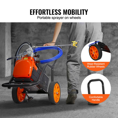 Cart Airless Paint Sprayer Diaphragm Paint 1700W Electric