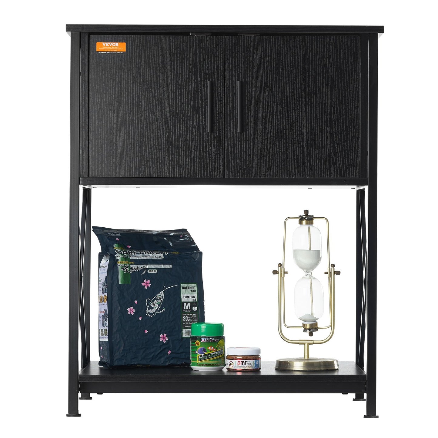 VEVOR Aquarium Stand, 20 Gallon Fish Tank Stand, 25.6 x 16.5 x 31.9 in Steel and MDF Turtle Tank Stand, 167.6 lbs Load Capacity, Reptile Tank Stand with Storage Cabinet and Embedded Power Panel, Black