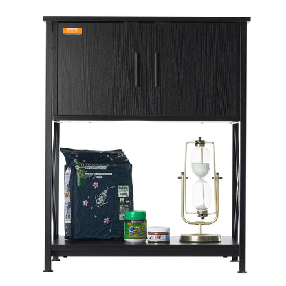VEVOR Aquarium Stand, 20 Gallon Fish Tank Stand, 25.6 x 16.5 x 31.9 in Steel and MDF Turtle Tank Stand, 167.6 lbs Load Capacity, Reptile Tank Stand with Storage Cabinet and Embedded Power Panel, Black
