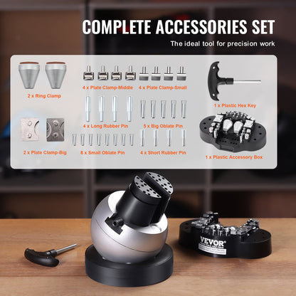 Engraving Block 5 inch Ball Vise Setting Jewelry Ball Vise Engraving with 34PCS Attachment and Rubber Base