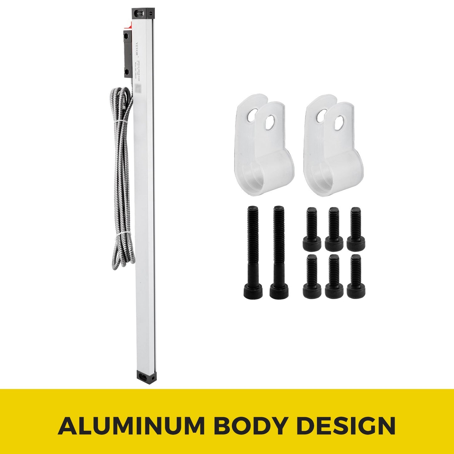 VEVOR 1 Axis Lathe Linear Scale 550mm with Accuracy 0.0002" Optical Length Precision Linear Scale Aluminum Body for Mill Milling Lathe Machine with Accessories (550mm(22"))