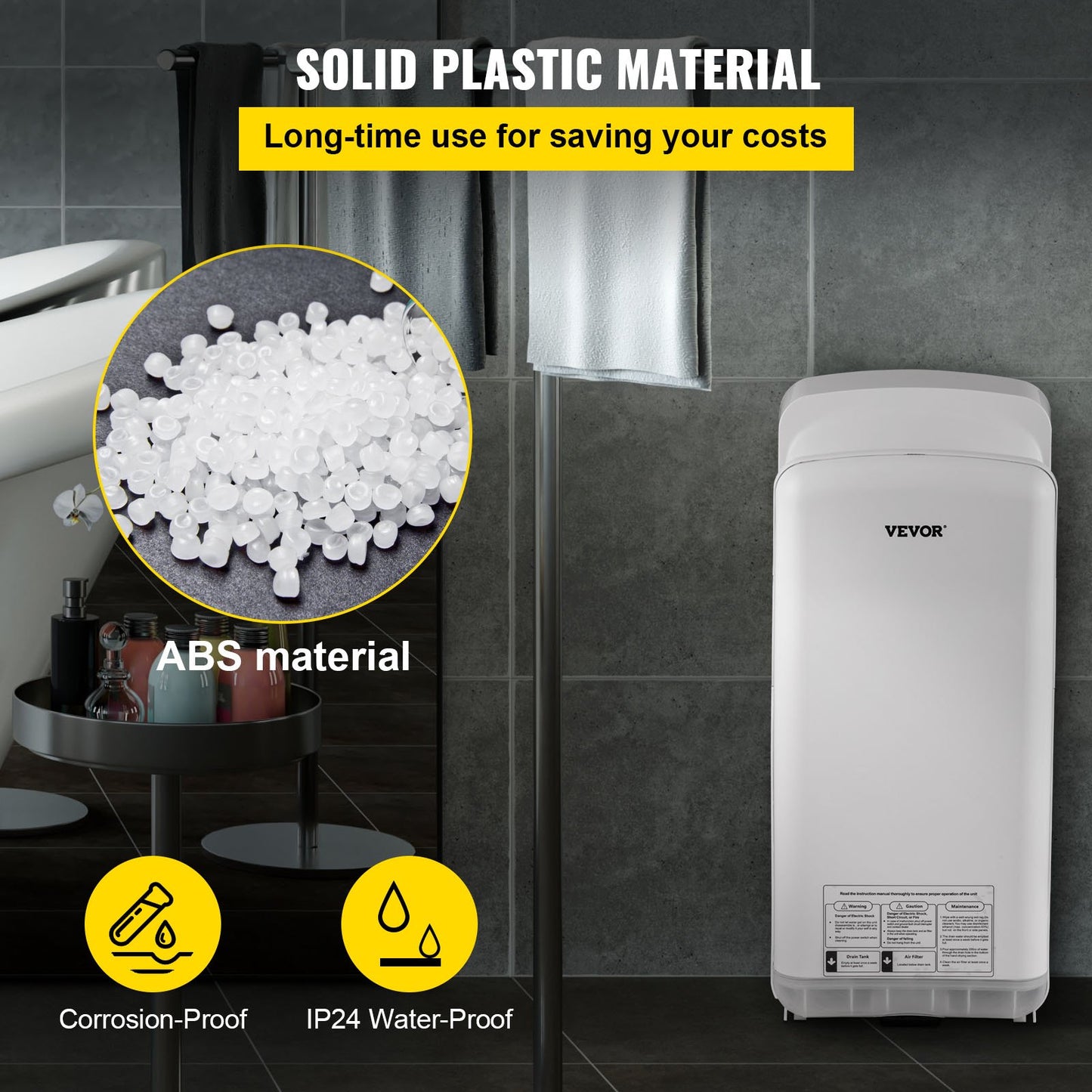 Jet Hand Dryer Blade Hand Dryer Automatic High Speed for Washroom White
