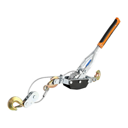 Come Along Winch, 5 Ton Max Pulling Capacity, 3.5 m Steel Cable, 3 Hooks, Heavy Duty Ratchet Power Puller Tool with Dual Gears, Automotive Hoist Cable Puller Ideal for Vehicle Rescue