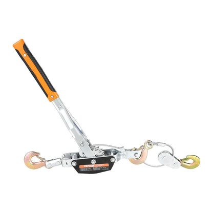 Come Along Winch, 5 Ton Max Pulling Capacity, 3.5 m Steel Cable, 3 Hooks, Heavy Duty Ratchet Power Puller Tool with Dual Gears, Automotive Hoist Cable Puller Ideal for Vehicle Rescue