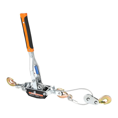 Come Along Winch, 5 Ton Max Pulling Capacity, 3.5 m Steel Cable, 3 Hooks, Heavy Duty Ratchet Power Puller Tool with Dual Gears, Automotive Hoist Cable Puller Ideal for Vehicle Rescue