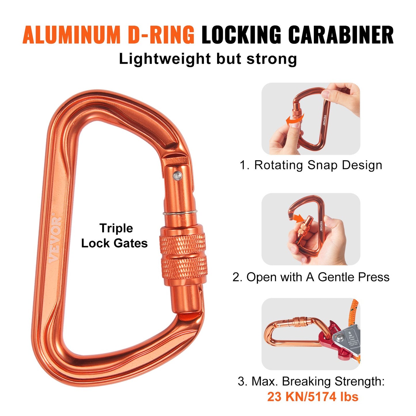 12.7mm Steel Core Flipline, 16ft(4.8m)Arborist Flipline for Tree Climbing with Alloy Steel Snap Hook & Aluminum Alloy Carabiner, 30KN Breaking Tension for Fall Protection, Tree Climber