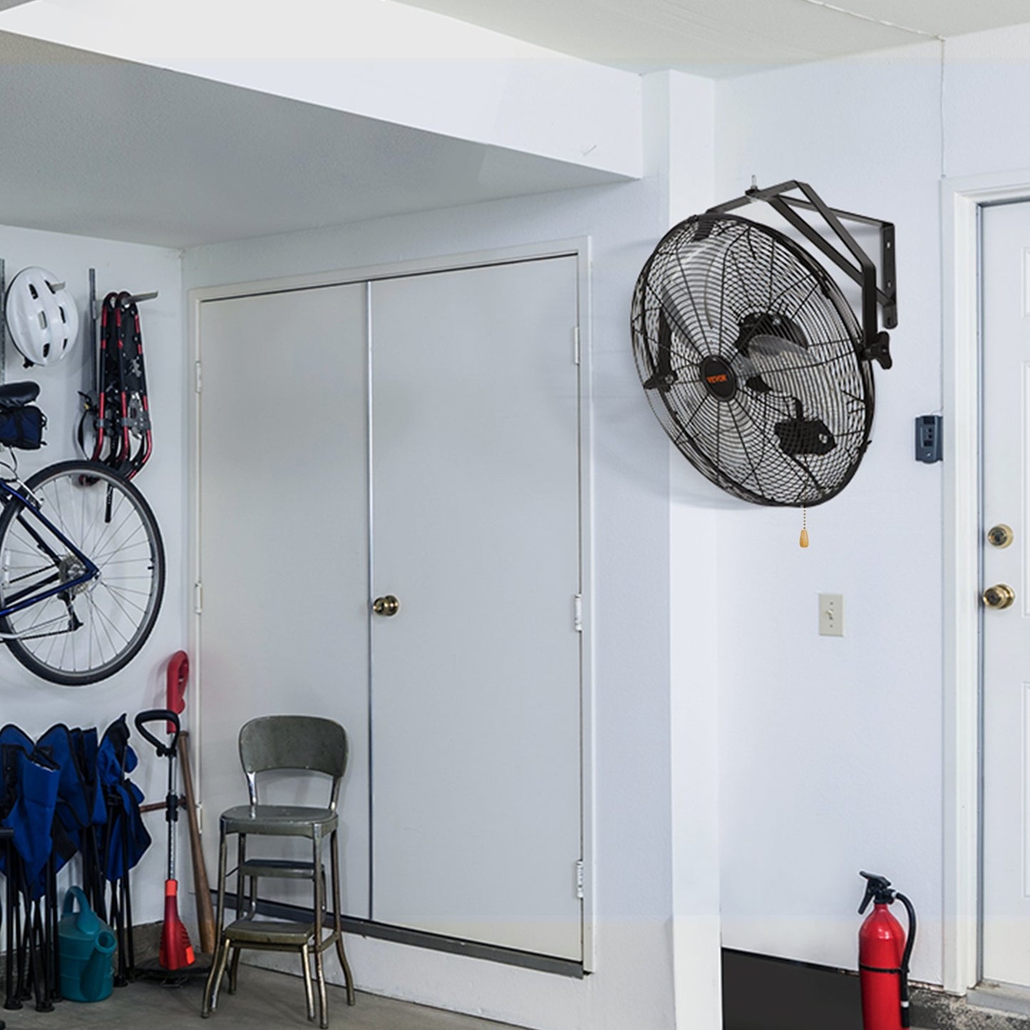 Industrial Wall Mount Fan Waterproof Metal Fan 17.6'' 3 Speed Airflow