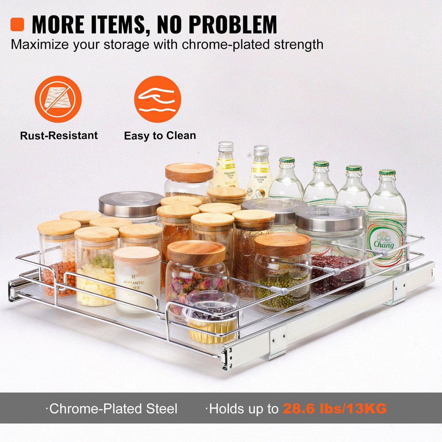 Pull Out Cabinet Under Sink Organizer 20 x 21 Inch Wire Drawer Basket