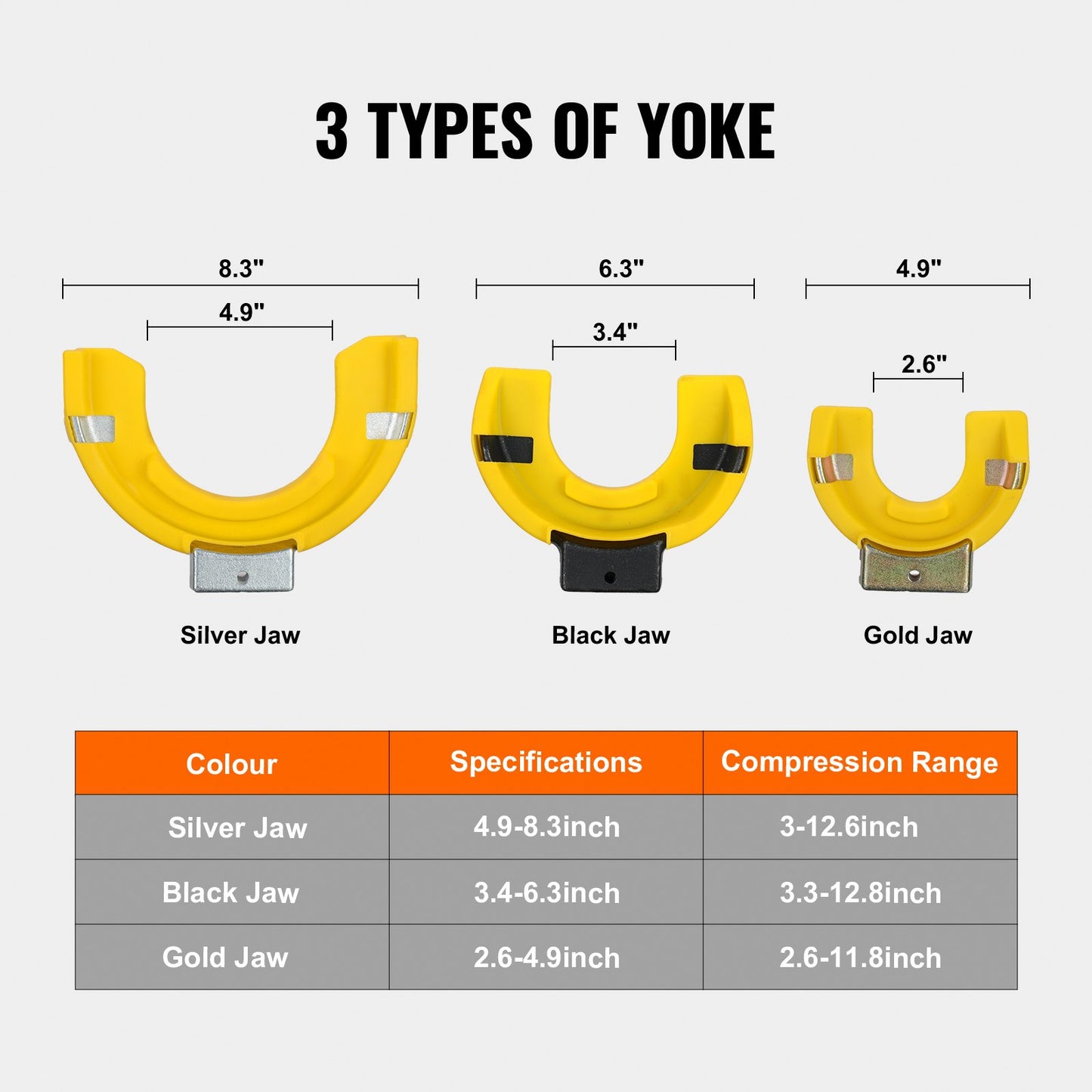 Strut Spring Compressor Set, Macpherson Strut Spring Compressor Kit, Interchangeable Fork Strut Coil Extractor Remover Tool, with Yellow Protective Sleeve and Carrying Case