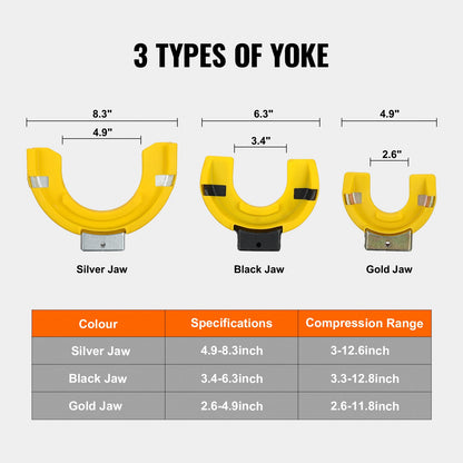 Strut Spring Compressor Set, Macpherson Strut Spring Compressor Kit, Interchangeable Fork Strut Coil Extractor Remover Tool, with Yellow Protective Sleeve and Carrying Case