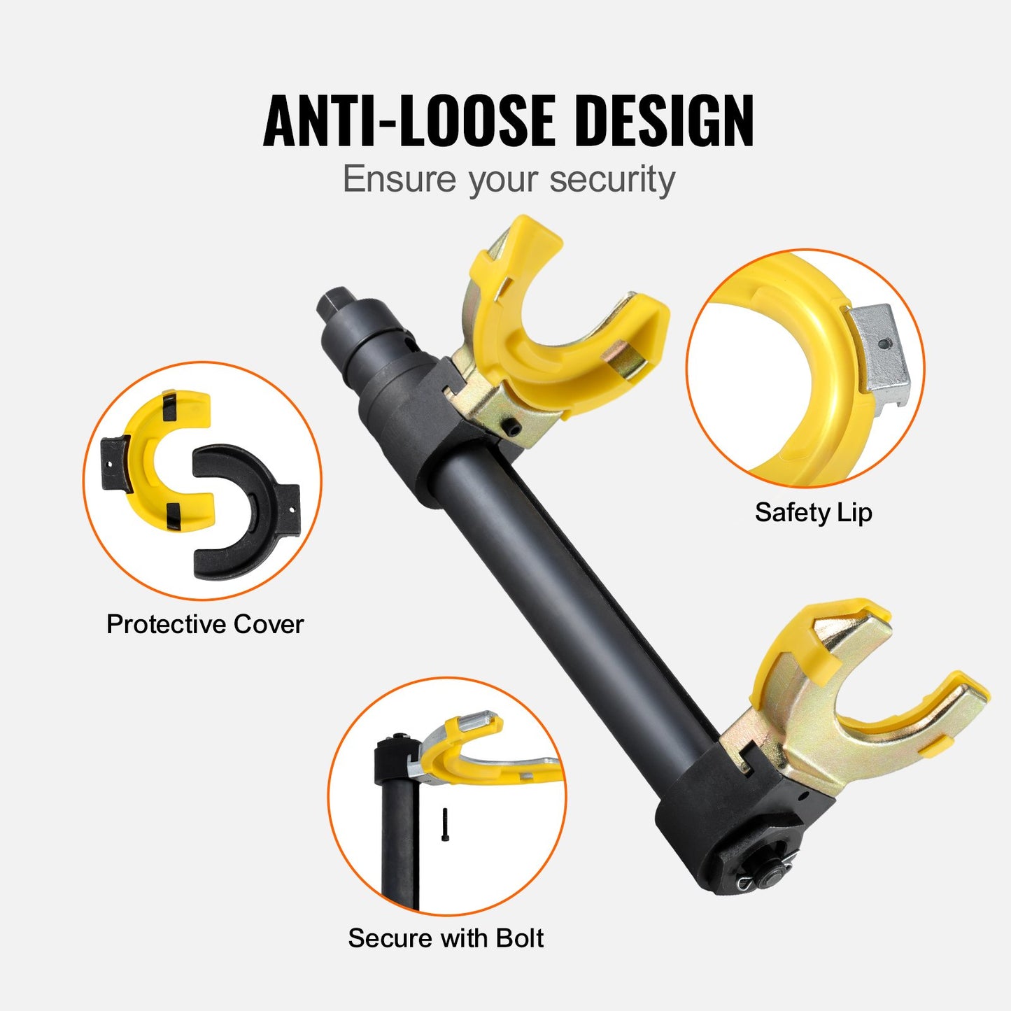 Strut Spring Compressor Set, Macpherson Strut Spring Compressor Kit, Interchangeable Fork Strut Coil Extractor Remover Tool, with Yellow Protective Sleeve and Carrying Case