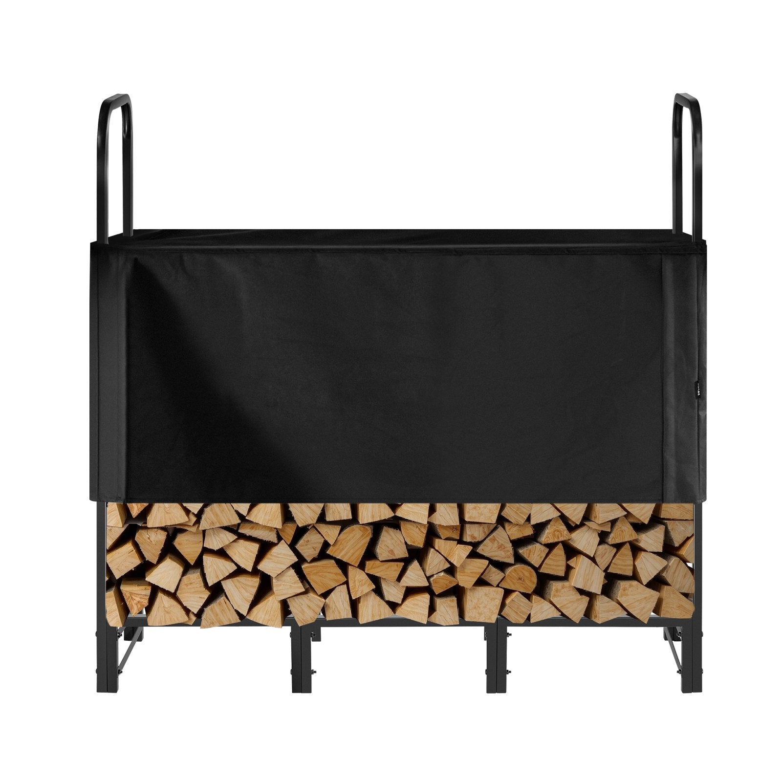 VEVOR Firewood Rack with Waterproof Cover, 1.22m Outdoor Firewood Holder, 1/4 Cord Storage Metal Log Holder, 400lb Max Weight Capacity, Top Covered, Powder - Coated Wood Storage Rack for Fireplace Deck - Factory Direct Shop