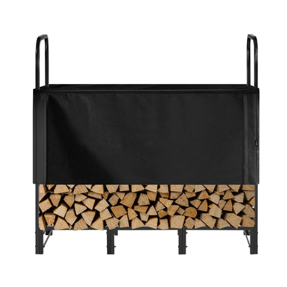 VEVOR Firewood Rack with Waterproof Cover, 1.22m Outdoor Firewood Holder, 1/4 Cord Storage Metal Log Holder, 400lb Max Weight Capacity, Top Covered, Powder - Coated Wood Storage Rack for Fireplace Deck - Factory Direct Shop