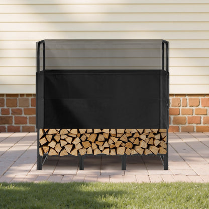 VEVOR Firewood Rack with Waterproof Cover, 1.22m Outdoor Firewood Holder, 1/4 Cord Storage Metal Log Holder, 400lb Max Weight Capacity, Top Covered, Powder - Coated Wood Storage Rack for Fireplace Deck - Factory Direct Shop