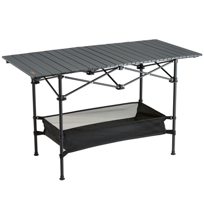 Folding Camping Table, Outdoor Portable Side Tables, Lightweight Fold Up Table, Aluminum & Steel Ultra Compact Work Table with Large Storage and Carry Bag, For Beach, Picnic, Travel, 24x16 inch