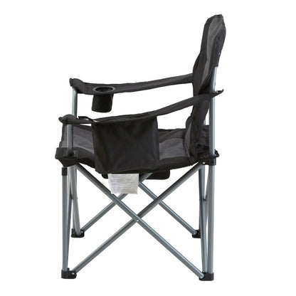 VEVOR Camping Folding Chair for Adults, Portable Heavy Duty Outdoor Quad Lumbar Back Padded Arm Chairs with Side Pockets, Cup Holder and Cooler Bag for Beach, Lawn, Picnic, Fishing, Backpacking, Black - Factory Direct Shop