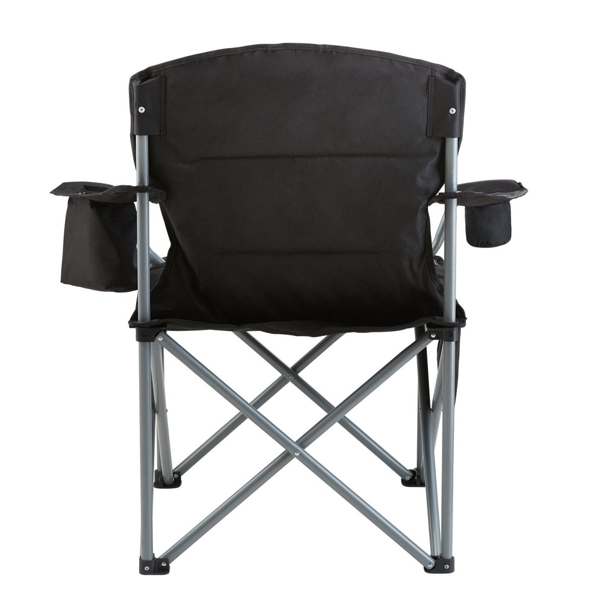 VEVOR Camping Folding Chair for Adults, Portable Heavy Duty Outdoor Quad Lumbar Back Padded Arm Chairs with Side Pockets, Cup Holder and Cooler Bag for Beach, Lawn, Picnic, Fishing, Backpacking, Black - Factory Direct Shop