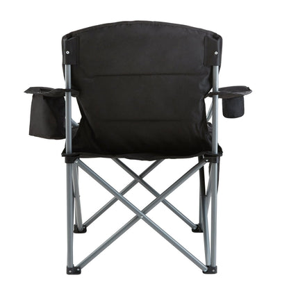 VEVOR Camping Folding Chair for Adults, Portable Heavy Duty Outdoor Quad Lumbar Back Padded Arm Chairs with Side Pockets, Cup Holder and Cooler Bag for Beach, Lawn, Picnic, Fishing, Backpacking, Black - Factory Direct Shop