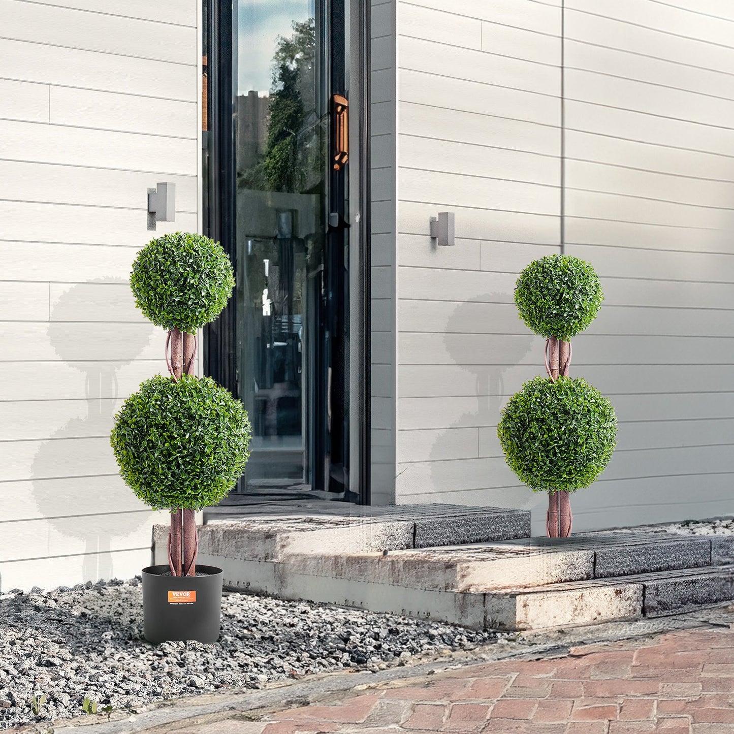 2 Pack 91.4cm Artificial Boxwood Topiary Tree Faux Plant UV Decor In/Outdoor