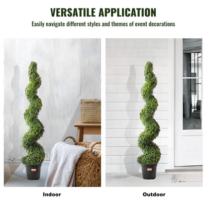 2 Pack 152.4cm Artificial Boxwood Topiary Tree Faux Plant UV Decor In/Outdoor
