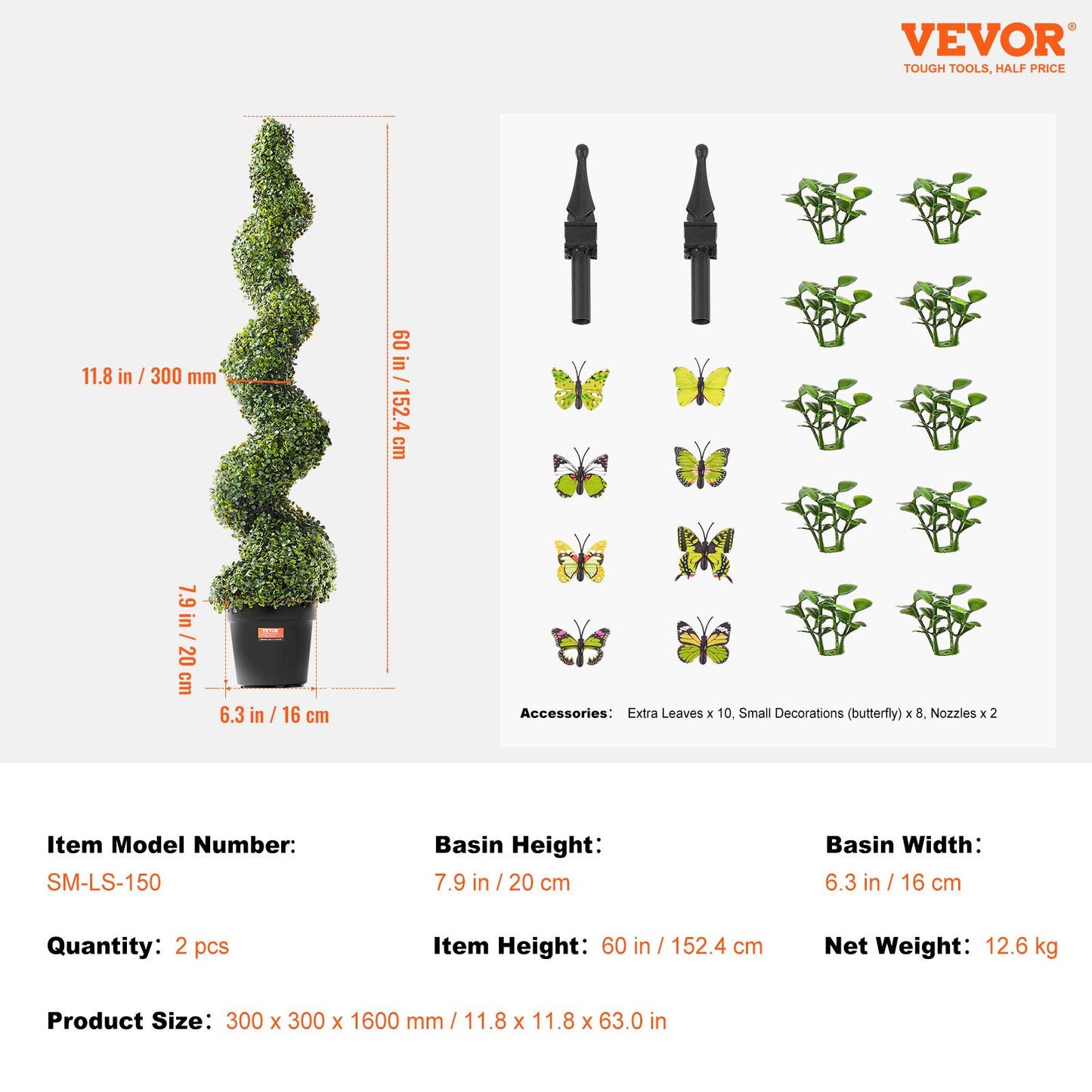 2 Pack 152.4cm Artificial Boxwood Topiary Tree Faux Plant UV Decor In/Outdoor