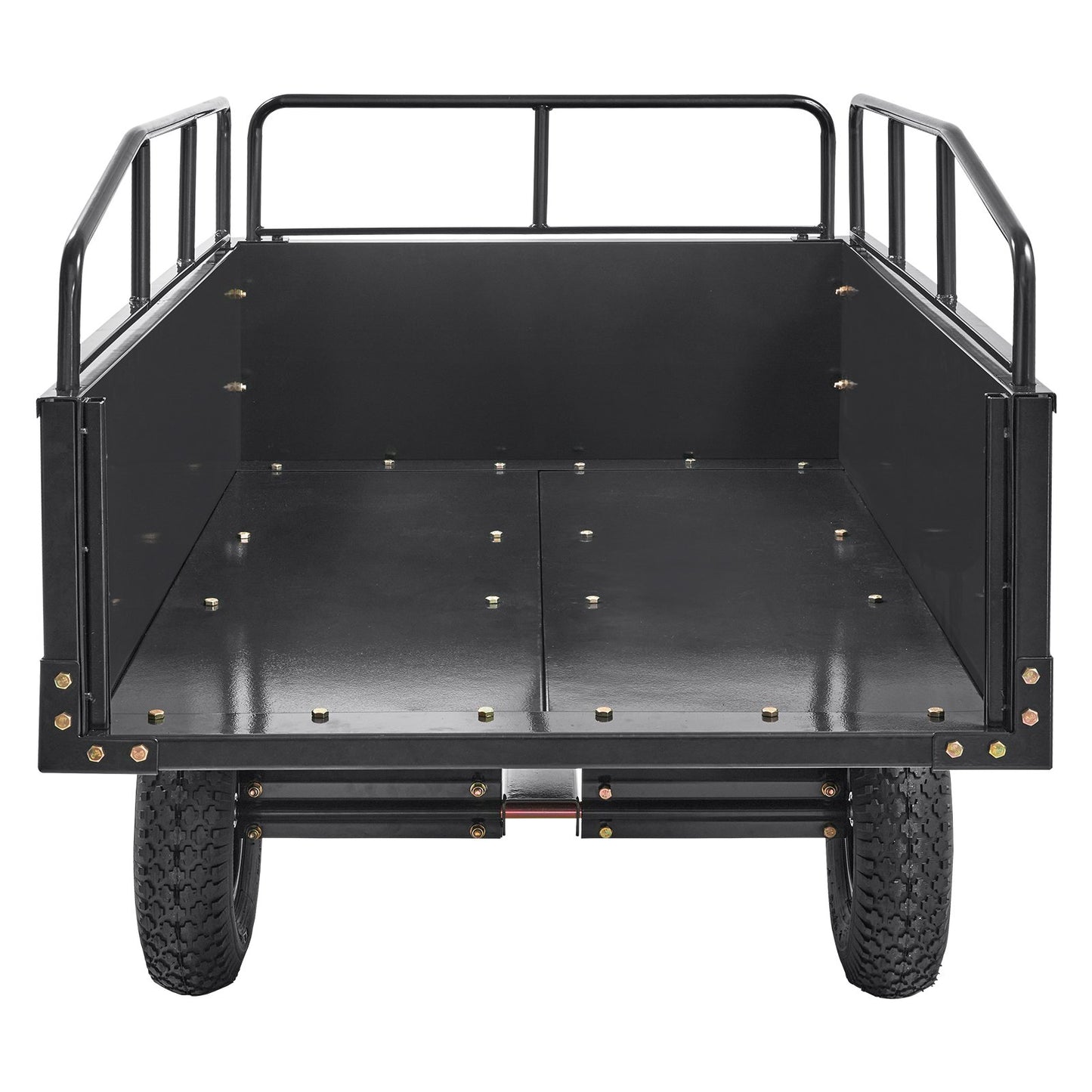 Heavy Duty ATV Trailer Steel Dump Cart, 750-Pound 15 Cubic Feet, Garden Utility Trailer with Removable Sides for Riding Lawn Mower Tractor