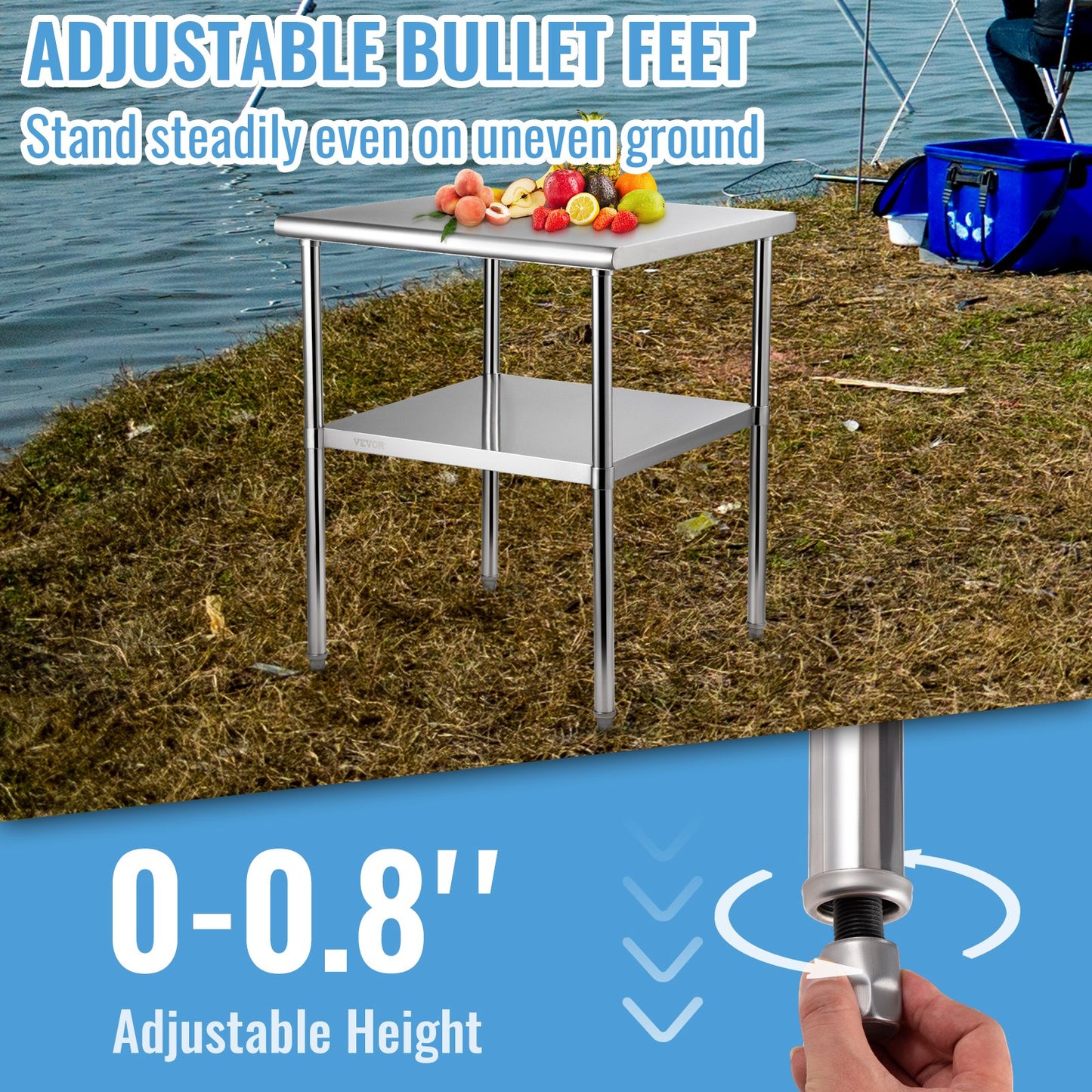 Stainless Steel Work Prep Table Commercial Food Prep Table 30x30x36in