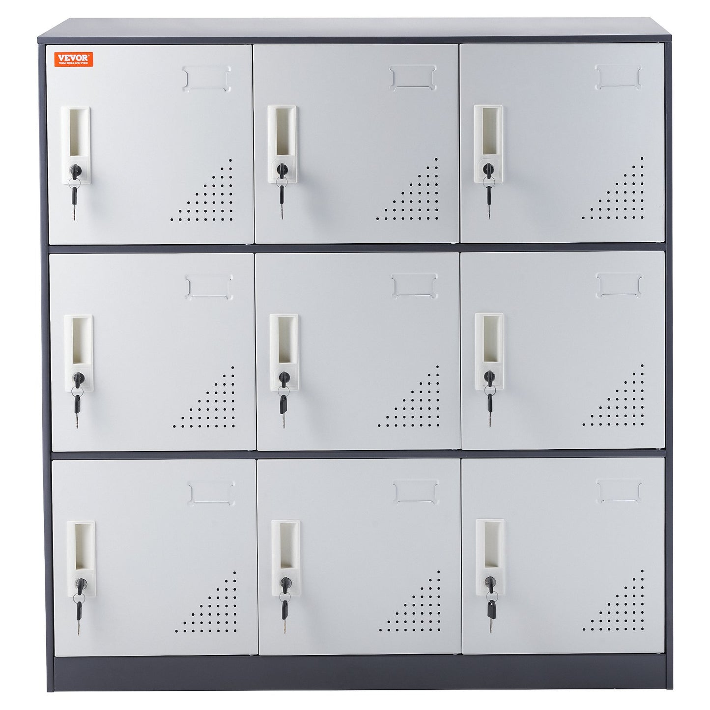 9 Doors Metal Storage Cabinet Employees Steel Storage Cabinet Office Gray