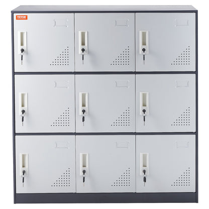 9 Doors Metal Storage Cabinet Employees Steel Storage Cabinet Office Gray