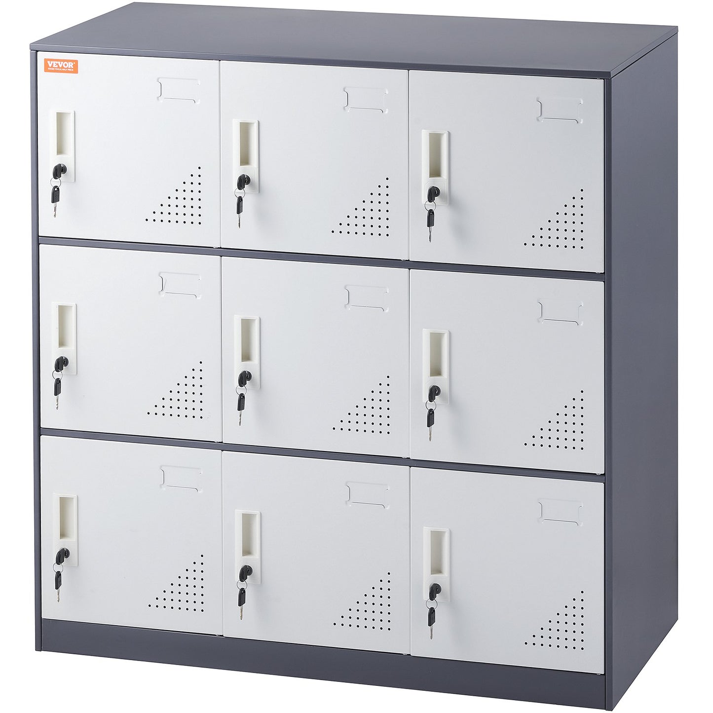 9 Doors Metal Storage Cabinet Employees Steel Storage Cabinet Office Gray