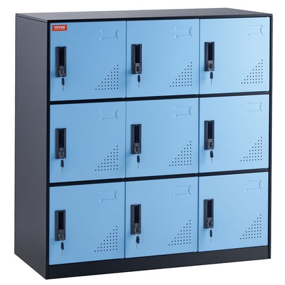 9 Doors Metal Storage Cabinet Employees Steel Storage Cabinet Office Black