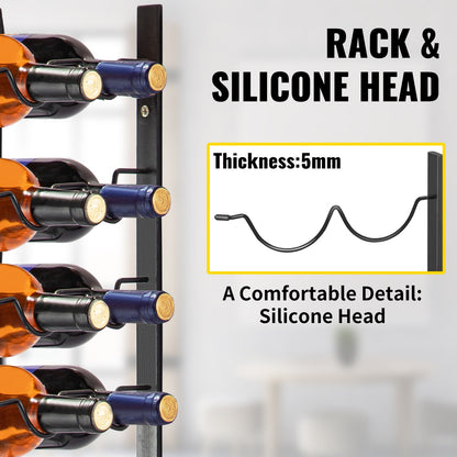 Wall Mounted Wine Rack, 12x2 Bottles Wine Holder Towel Rack, Black Steel Vertical Wine Rack, Modern Decorative Wall Mounted Wine Bottle Holder, Forward Design Simple Storage Wall Rack 48x11x1 In