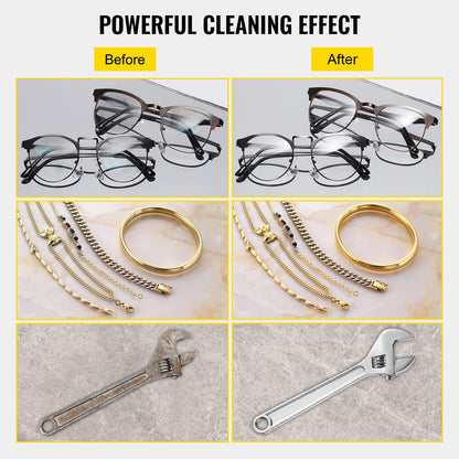 Ultrasonic Cleaner 2L Jewelry Cleaning with Digital Timer Ultrasonic Cleaning Machine for Jewellery Rings Watches Eyeglasses Dentures Coins Metal Parts Commercial and Home Use
