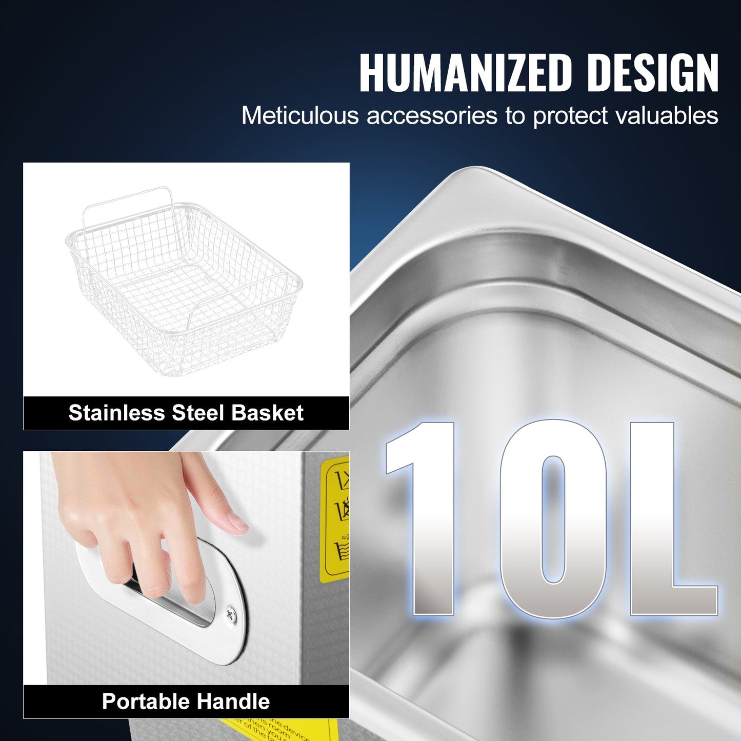 Ultrasonic Cleaner 10L Jewelry Cleaning with Digital Timer Ultrasonic Cleaning Machine for Jewellery Rings Watches Eyeglasses Dentures Coins Metal Parts Commercial and Home Use Silver