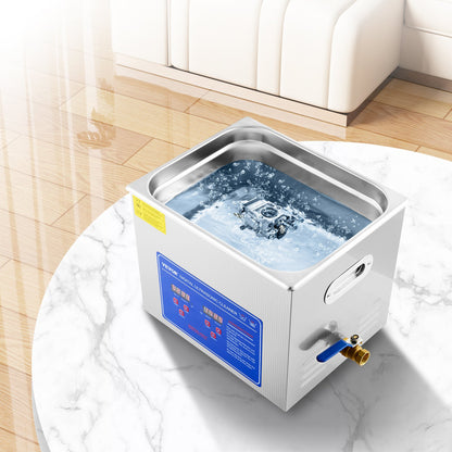 Ultrasonic Cleaner 10L Jewelry Cleaning with Digital Timer Ultrasonic Cleaning Machine for Jewellery Rings Watches Eyeglasses Dentures Coins Metal Parts Commercial and Home Use Silver