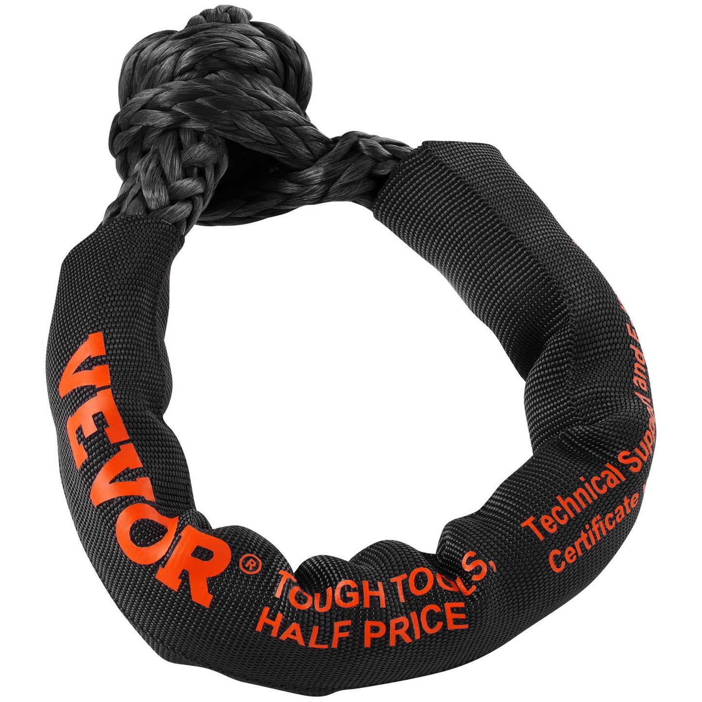 VEVOR Synthetic Soft Shackle Rope, 2 Pack 12.7 x 558.8 mm 20 Ton Breaking Strength, Recovery Tow Shackles with Extra 2 Sleeves and Storage Bag for UTV, ATV, Trucks, Jeep, Off-Road Vehicles, Black