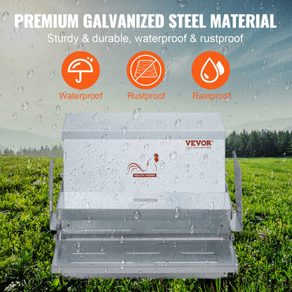Automatic Chicken Feeder Galvanized Steel Poultry Feeder 25 lb 10 Chickens